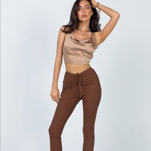 Princess Polly brown cropped top with open back